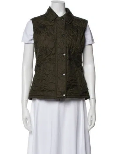 Pre-owned Barbour Plaid Print Vest In Green