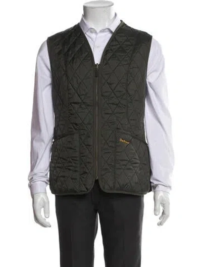 Pre-owned Barbour Plaid Print Vest In Green