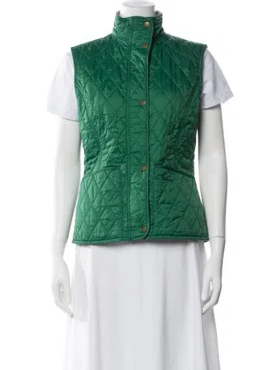 Pre-owned Barbour Plaid Print Vest In Green