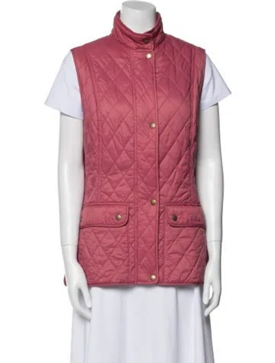 Pre-owned Barbour Plaid Print Vest In Pink