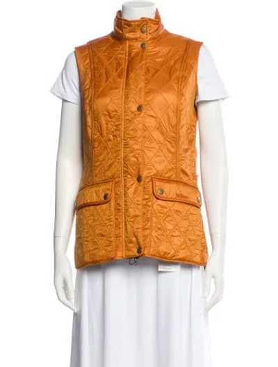 Pre-owned Barbour Plaid Print Vest W/ Tags In Orange