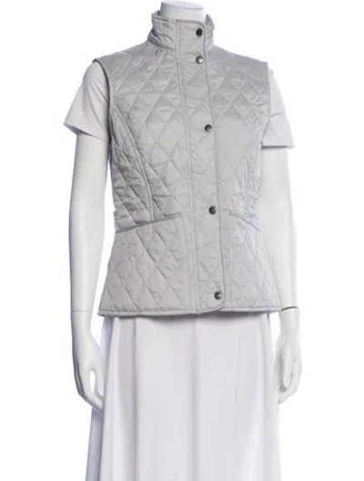 Pre-owned Barbour Plaid Print Vest In White