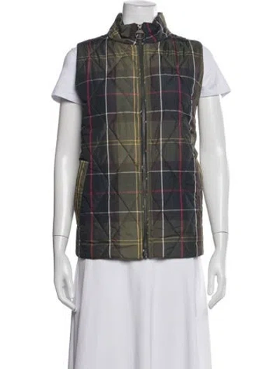 Pre-owned Barbour Plaid Print Vest In White