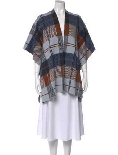 Pre-owned Barbour Plaid Print V-neck Sweater In Blue/brown