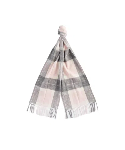 Barbour Plaid Tassel Scarf In White