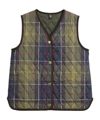 Barbour Plaid V-neck Quilted Gilet In Multi