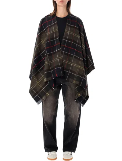 Barbour Plaid Wrap Poncho In Tartan