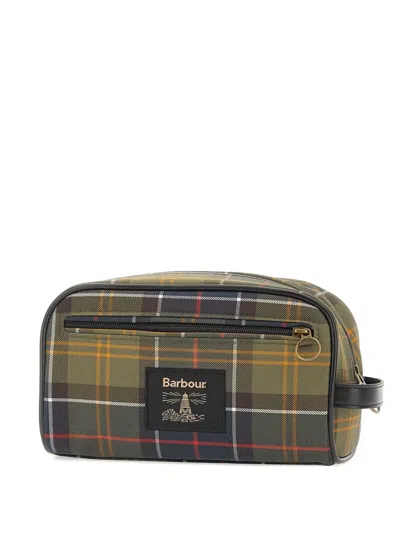 Barbour Plaid Zip-top Clutch Bag In Green