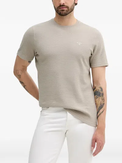 Barbour Platford Waffle-knit Logo-embroidered T-shirt In Gray