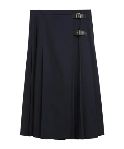 Barbour Pleated Midi Skirt In Blue