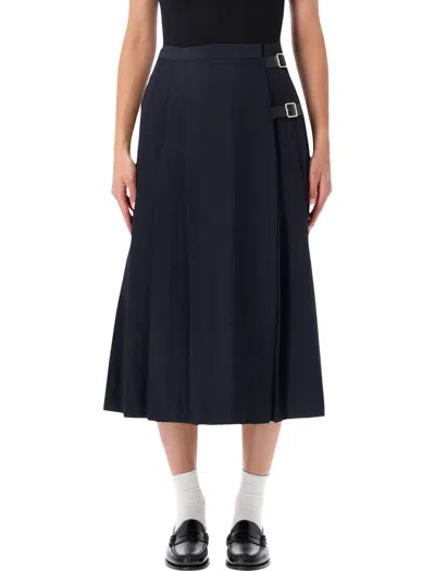 Barbour Pleated Wrap Midi Skirt In Blue
