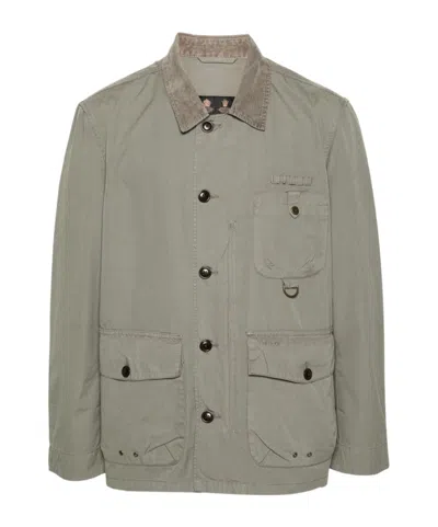 Barbour Pocket Detailed Military Shirt Jacket In Gray