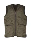 Barbour Green Quilted Vest With Zip Closure In Green