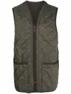 Barbour Quilted Sleeveless V-neck Waistcoat Zip In Green