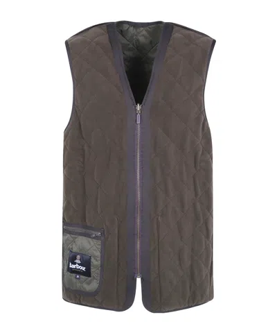 Barbour Polarquilt Zip-in Liner Waistcoat In Brown