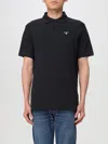 Barbour Checkered Polo With Collar And Short Sleeves In Black