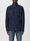 Barbour Front Button Closure Jacket With Ribbed Collar In Blue 2
