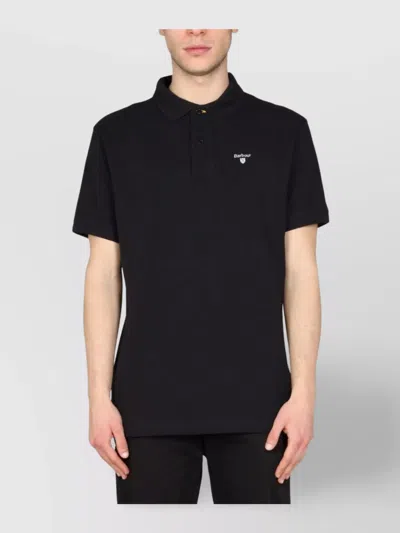 Barbour Embroidered Cotton Polo In Black