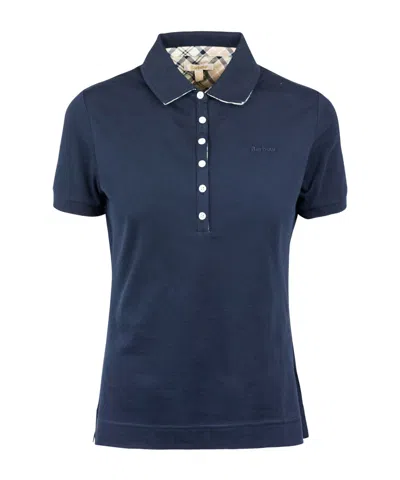 Barbour Polo Shirt With Lapel Short Sleeve In Blue