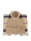 Barbour Pompom-detail Beanie-scarf Set In Neutral