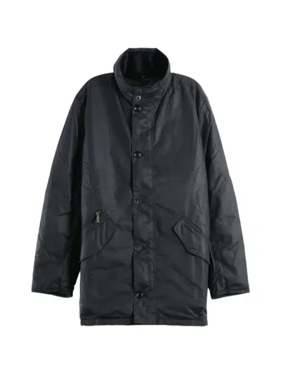 Barbour Powell Waxed-cotton High-neck Jacket In Blue
