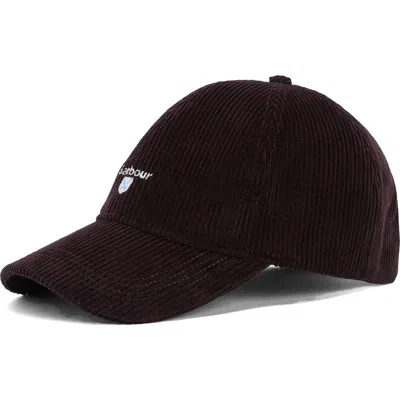Barbour Preston Adjustable Corduroy Baseball Cap In Black