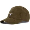 Barbour Preston Adjustable Corduroy Baseball Cap In Green