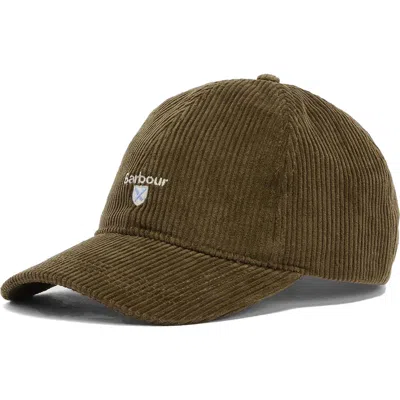 Barbour Preston Adjustable Corduroy Baseball Cap In Green