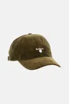 Barbour Preston Corduroy Logo Cap In Green