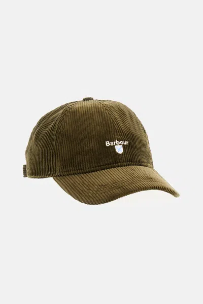 Barbour Preston Corduroy Logo Cap In Green