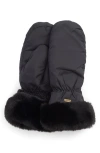 Barbour Primrose Faux Fur Trim Waterproof Mittens In Black