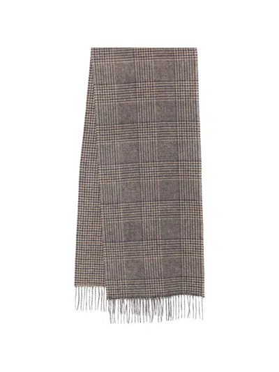 Barbour Prince Of Wales Check Fringed Scarf In Animal Print