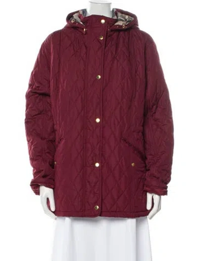 Pre-owned Barbour Printed Parka In Burgundy