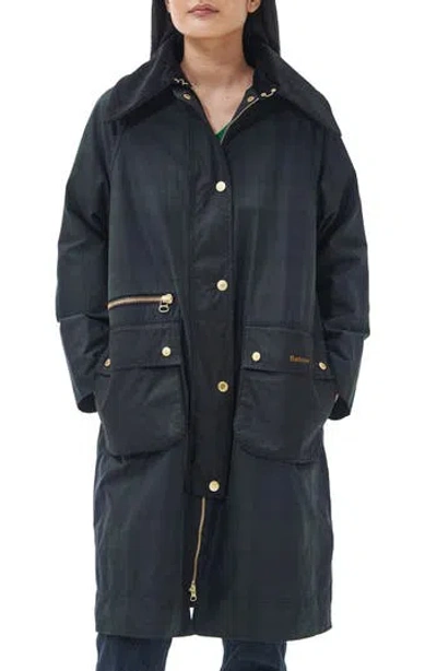 Barbour Printed Townfield Waxed Cotton Jacket In Black
