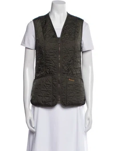 Pre-owned Barbour Printed Vest In Green