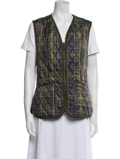Pre-owned Barbour Printed Vest In Green