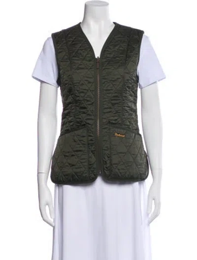 Pre-owned Barbour Printed Vest In Green