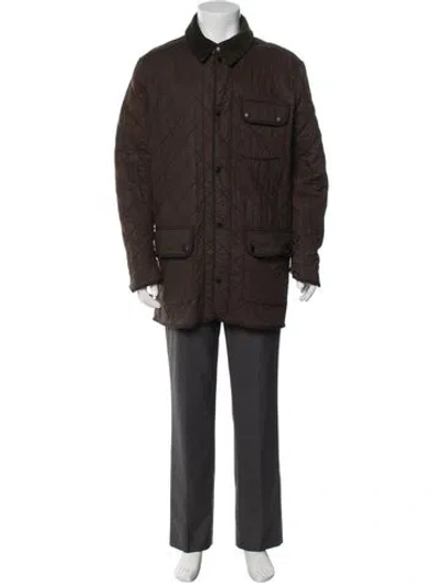 Pre-owned Barbour Puffer Coat In Brown