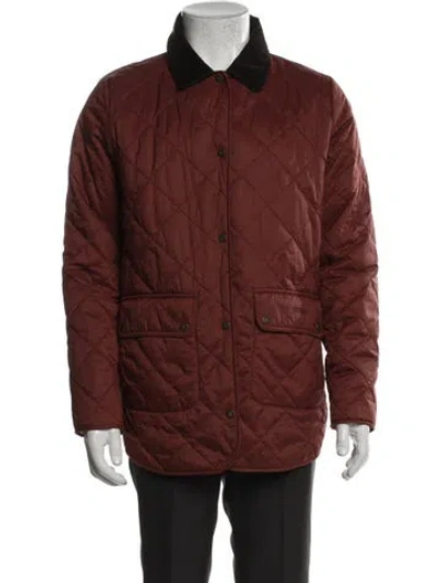Pre-owned Barbour Puffer Coat In Burgundy