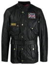 Barbour International Union Jack Wax Jacket In Black