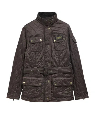 Barbour Quilted Belted Biker Jacket In Brown