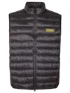 Barbour Quilted Black Racer Reed Gilet With High Collar In Black