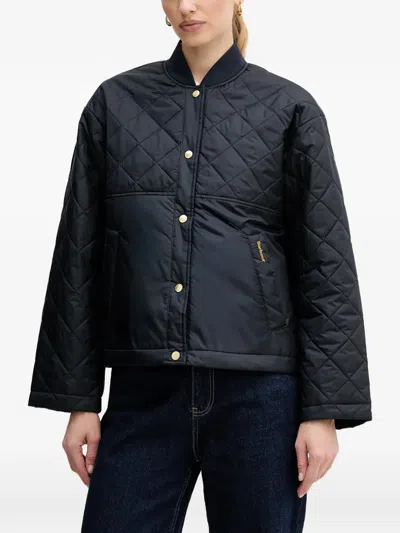 Barbour Quilted Buttoned Jacket In Black
