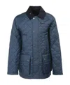 Barbour Diamond-quilting Corduroy-collar Jacket In Blue