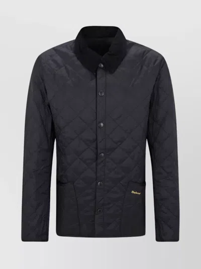 Barbour Quilted Collar Patch Pocket Jacket In Blue