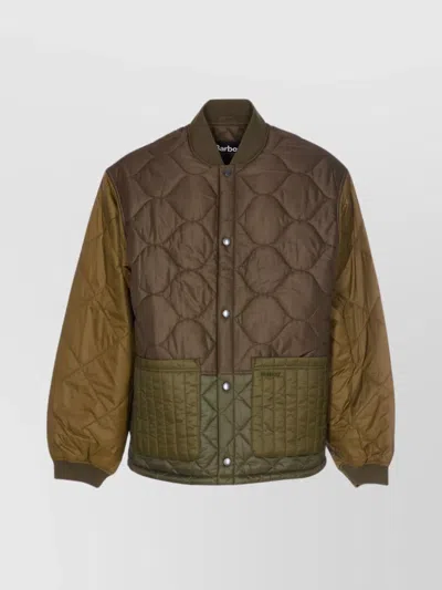 Barbour Olive Cording Quilted Jacket Buttons Closure In Brown