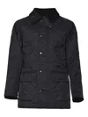 Barbour Quilted Corduroy-collar Coat In Black