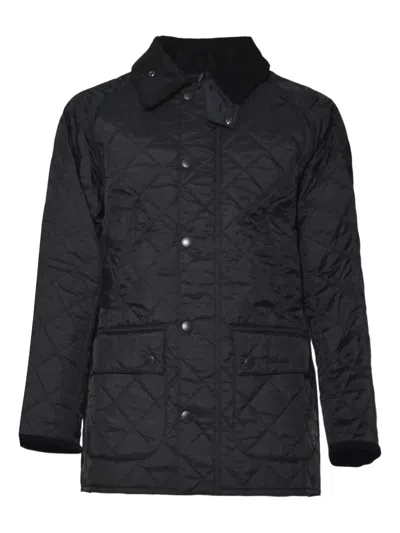 Barbour Quilted Corduroy-collar Coat In Black
