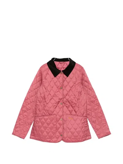 Barbour Quilted Corduroy-collar Jacket In Pink