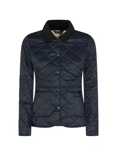 Barbour Quilted Corduroy-collar Jacket In Blue